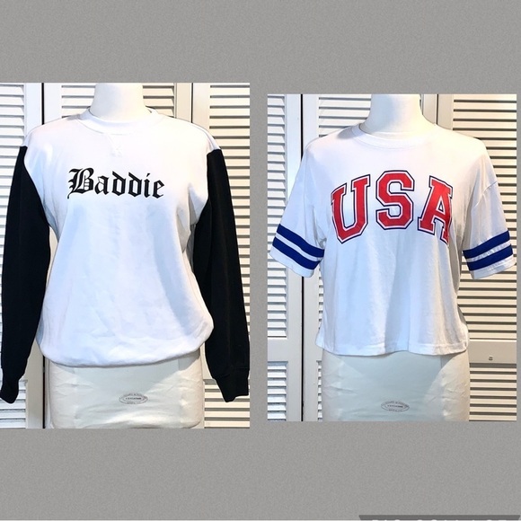 Baddie Sweatshirt and USA Tshirt women’s Size Small - Picture 1 of 10
